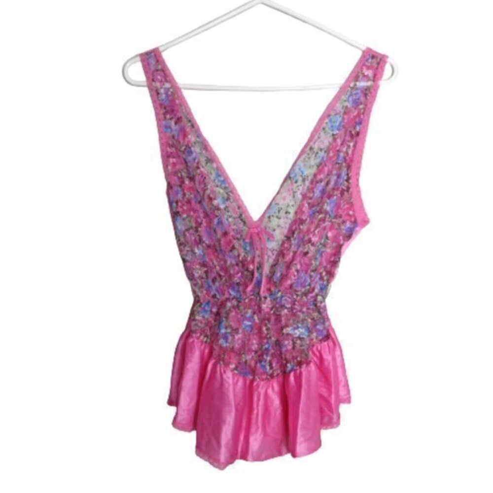Glencraft Lingerie Pink Lace Deep‎ Front and Back V Neck camisole